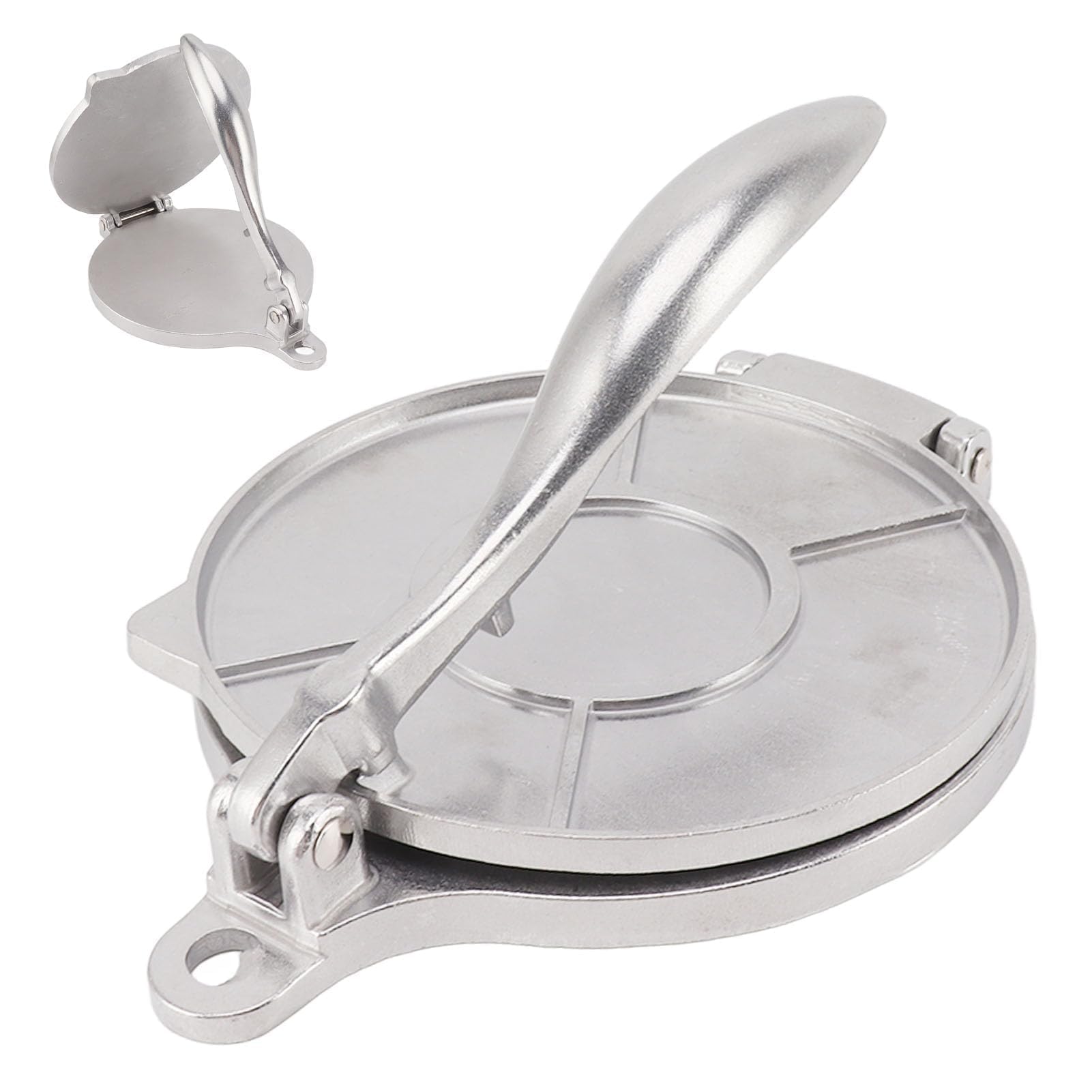 Pressa Per Tortilla, Tortilla Maker Manuale Roti Maker Pressa Per Impasto Quesadilla Maker Pressa Per Tortilla in Lega di Alluminio Pressa Rotis Pressa Per Quesadilla Per Taco(16cm-Argento)