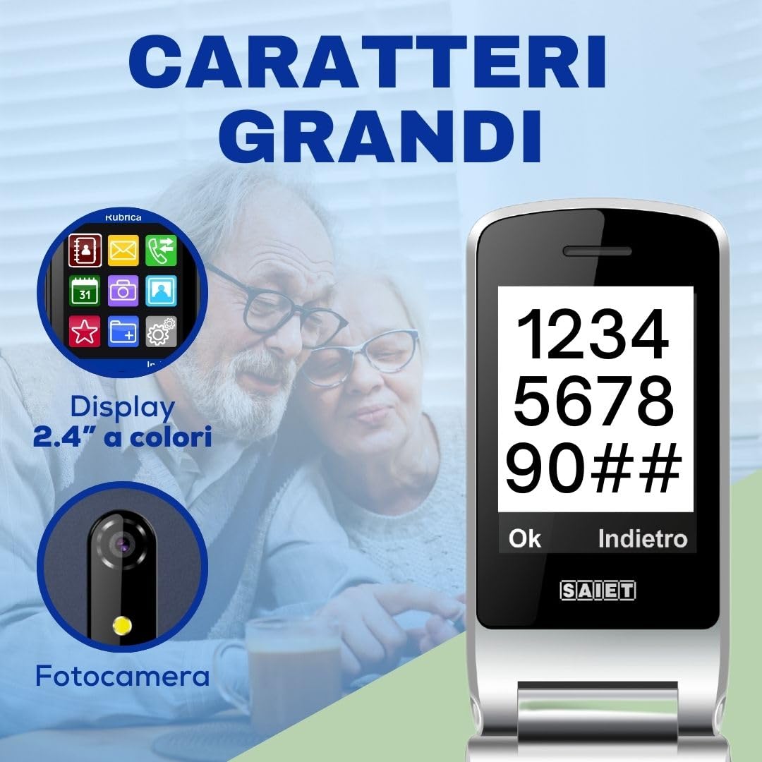 SAIET VANTO Cellulare per Anziani Facile da Usare, Display 2.4" a Colori