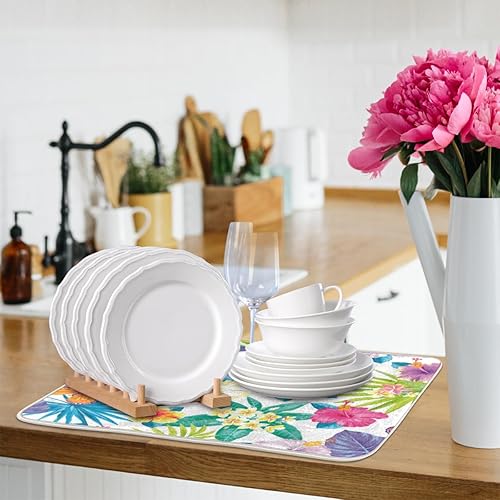 Miniatura 8 de Watercolor Butterfly Flower Dish Drying Mat 16x18 Inch Absorbent Reversible Microfiber Dish for Kitchen Coffee Bar Countertop