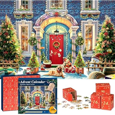 Advent Calendar 2024 Christmas Puzzle for Kids Adults - Christmas Facade 1008 Pieces 24 Boxes Puzzles Advent Calendars for Countdown to Christmas Toys Gift Puzzle for Boys Girls (27.6 in x 19.7 in) Cover