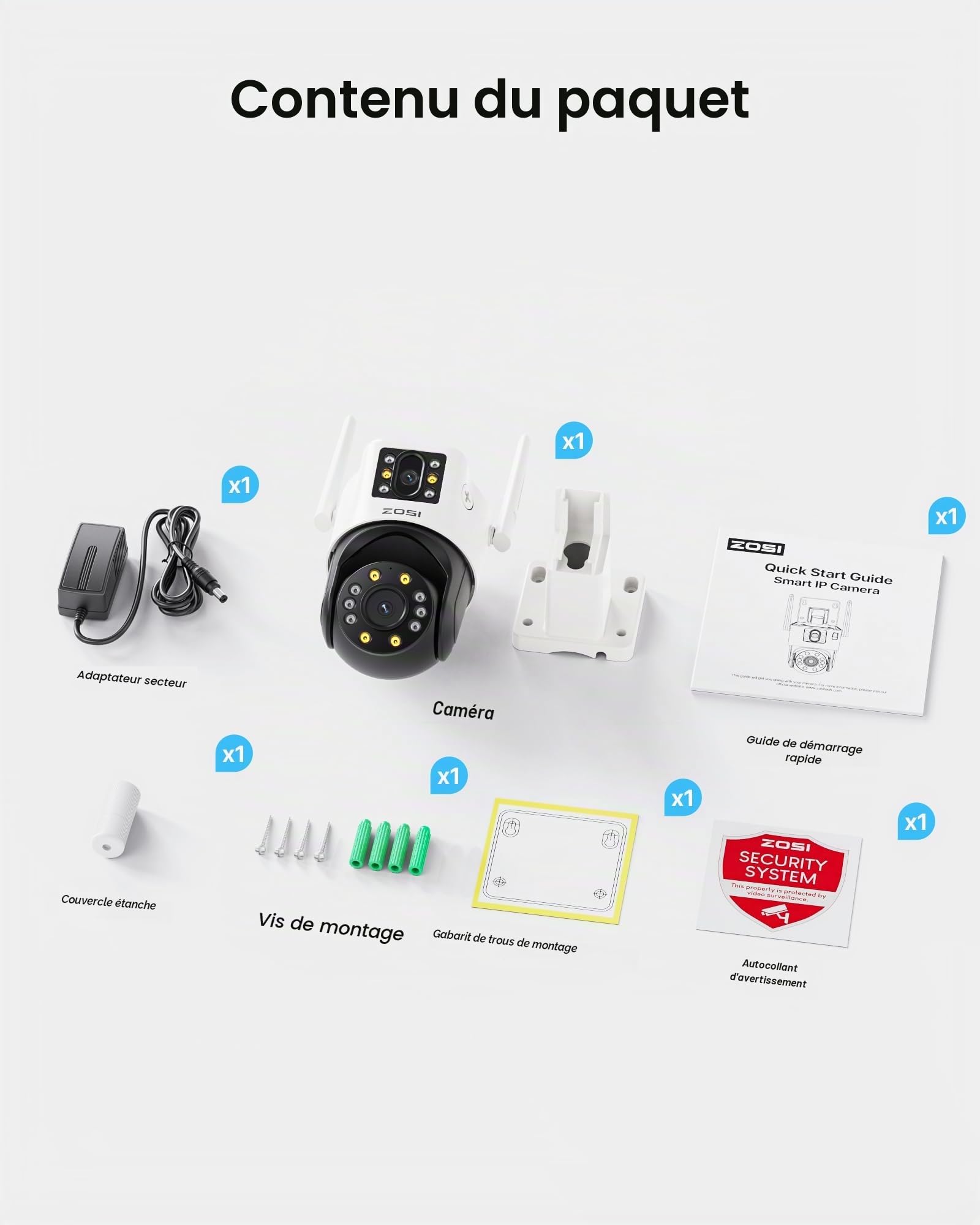 ZOSI C298 PT Caméra Surveillance WiFi Extérieure 4MP Duo Objectif Vue 360° | Pan et Tilt 360° Vision Nocturne en Couleur, Suivi Automatique, Détection Personne/véhicule