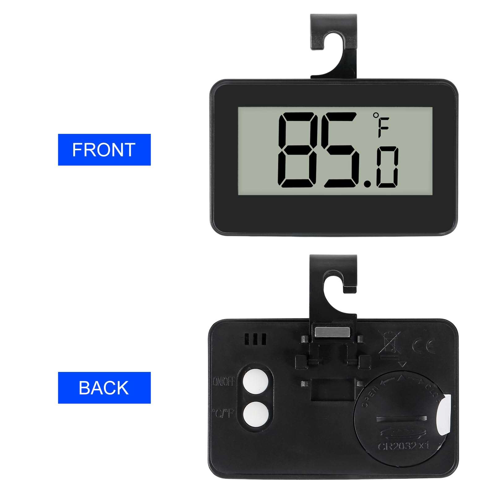 4-Pack Digital Fridge Freezer Thermometer - Mini, Waterproof, With Hook For Kitchen & Home