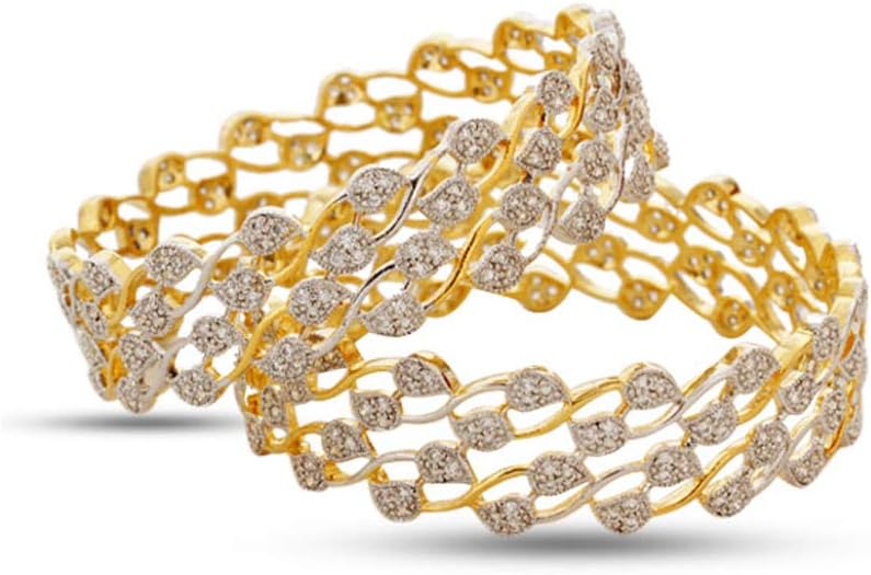 Jewels Galaxy Copper Bangle for Women (White-Gold) (JG-BNGG-165)
