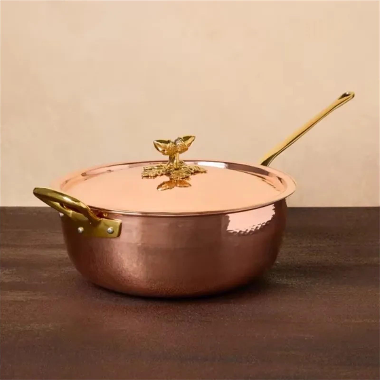 Hammered Kupfertopf Handgehämmerter Kupfertopf, Küchenutensilien mit Edelstahlabdeckung for Gourmetküchen