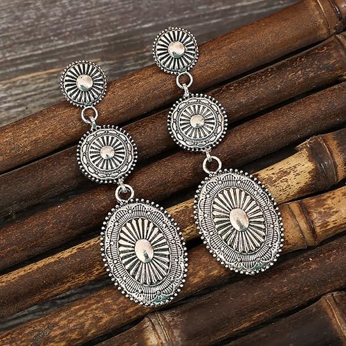 Vintage Western Earrings for Women, Silver Gold Concho Cowgirl Earrings, Country Jewelry for Woman3
