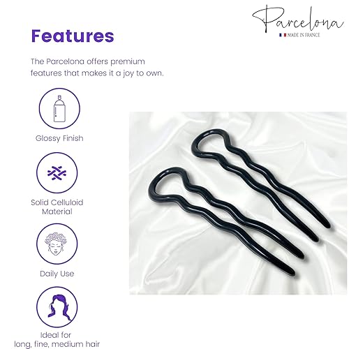 Miniatura 3 de Parcelona French Sleek - Juego de 2 horquillas onduladas en forma de U de 3.5 pulgadas