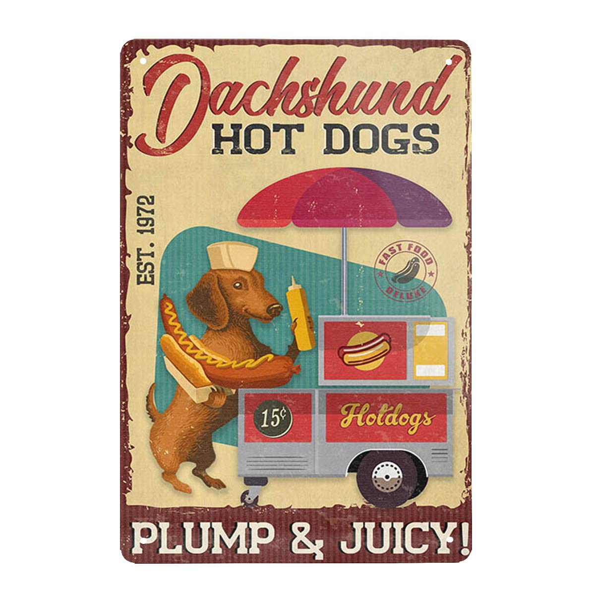 Dachshund Dog Hot Dog Company Metal Signs Outdoor Retro Metal Tin Sign Vintage Sign for Home Coffee Wall Decor 8x12 Inch Decorative Signs & Plaques