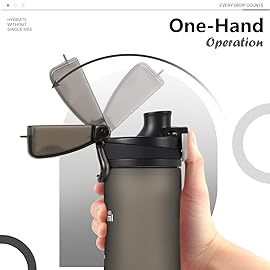 Opard Peak Water Bottle 20 Oz BPA Free Tritan Plastic Leak Proof Flip Top for School Kids Sports Gym Yoga Camping (Dark Grey)