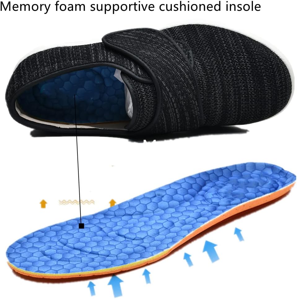 Women's Diabetic Shoes Wide Width Edema Shoes Breathable Memory Foam Lightweight Walking Sneakers for Elderly Swollen Feet - Image 3