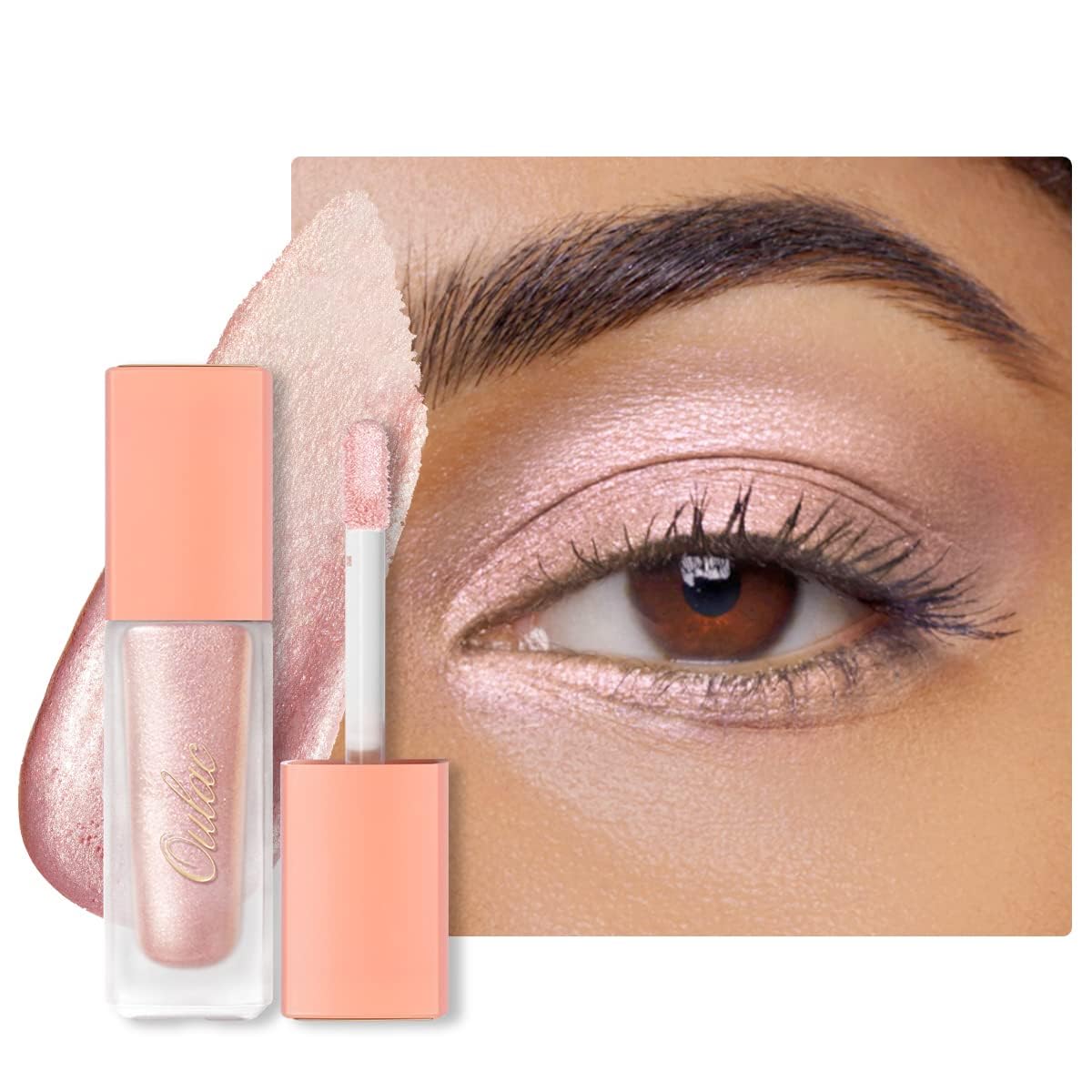 Oulac Sombras de Ojos Líquida Brillante - Sombras de Ojos Líquida Pigmentada, Iluminador de Ojos Duradero y Combinable, Secado rápido y Fácil de Quitar, No Graso, Veganos, Rosa Bebe (15)
