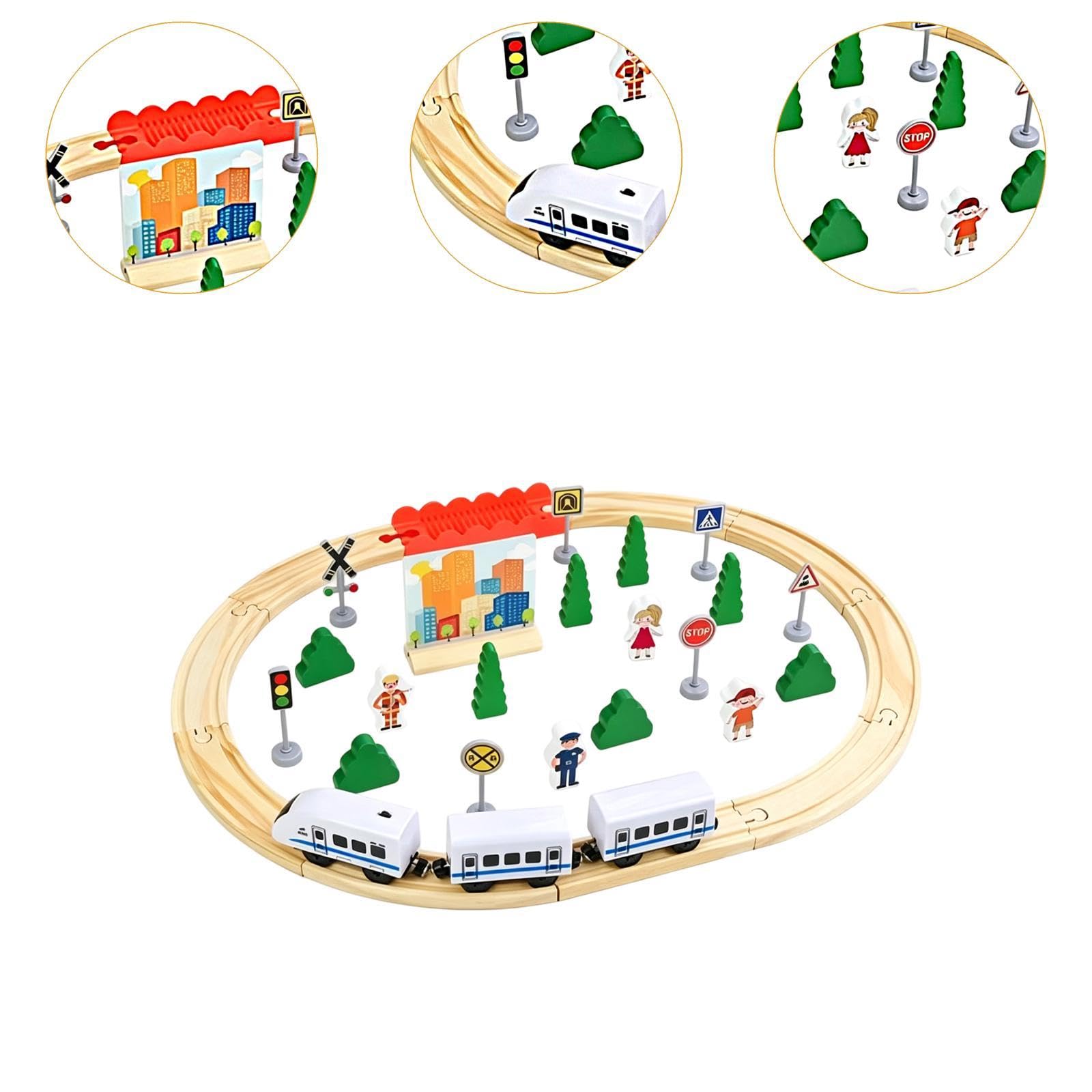 Trenino Elettrico con Binari, Set di Costruzione Facile E Realistico con Vagoni E Personaggi Femminili, 35 Pezzi