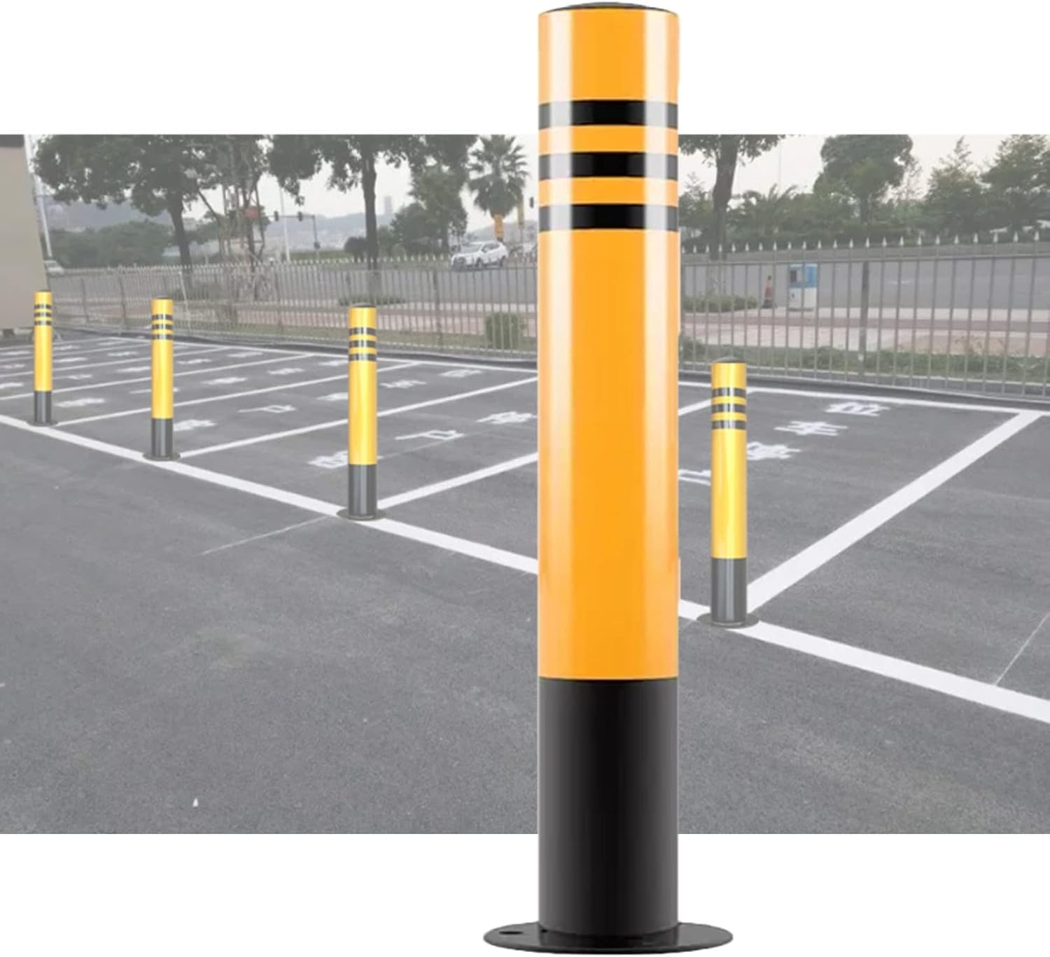 WOTZOV Delineator Post Cone Driveway Caution Sign Delineator Post Cones For Parking Lot, Heavy Duty Steel Traffic Safety Bollard For Protect Your Parking Space, Public Area Driveway,4pck 75cm/29.5in