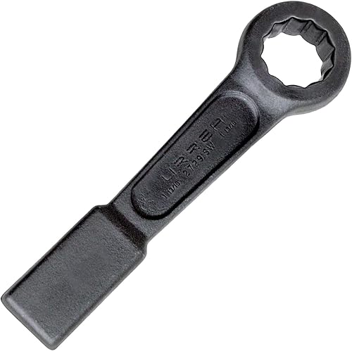 URREA 27100SWM - Llave de golpeo plana negra de 12 puntos, con diseño de patrón recto y zona de golpeo extra ancha