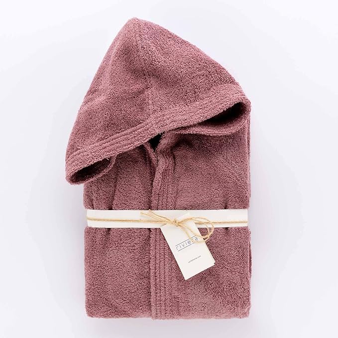 EGIDIO Accappatoio Riviera Unisex Uomo/Donna Modello Glamour con Cappuccio e Tasche in Spugna di Cotone Interna
