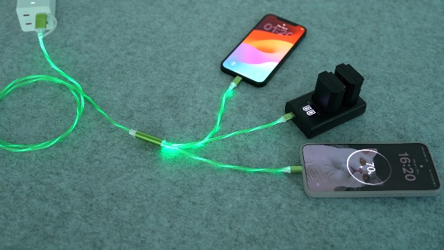 Image of Opluz USB C Cable, Colorful Gradual Light up Multi Charging Cable 3 in 1 Type C Charger Fast Charging 60W Led USB Type C Cord Compatible with iPhone 17 /16 /15 /14 /13 /12 /11, Galaxy,pad,Pixel 4FT - Green