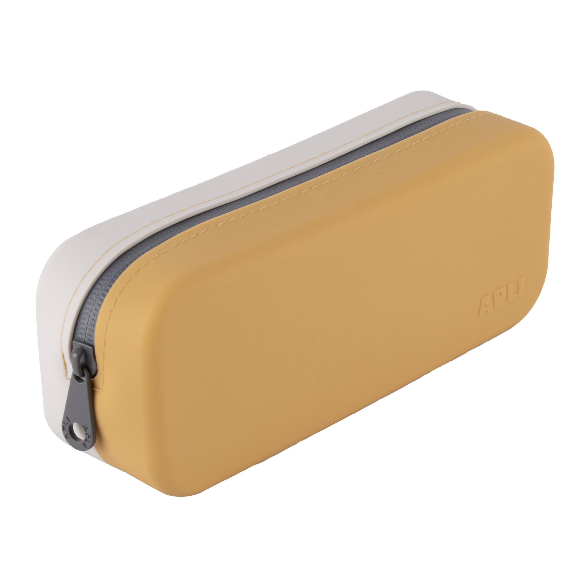 APLI Up North 20655 – School Pencil Case Two-Tone Mustard and Grey Silicone