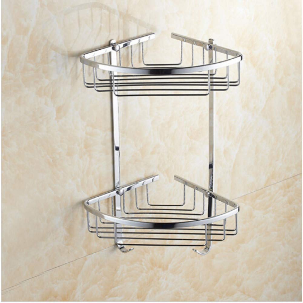ZGFUSVFD Shower Caddy Bathroom Shower Shelf Organiser Bathroom Shower Caddies Chrome-Plated Brass Bathroom Soap Dish Double Tiers Bathroom