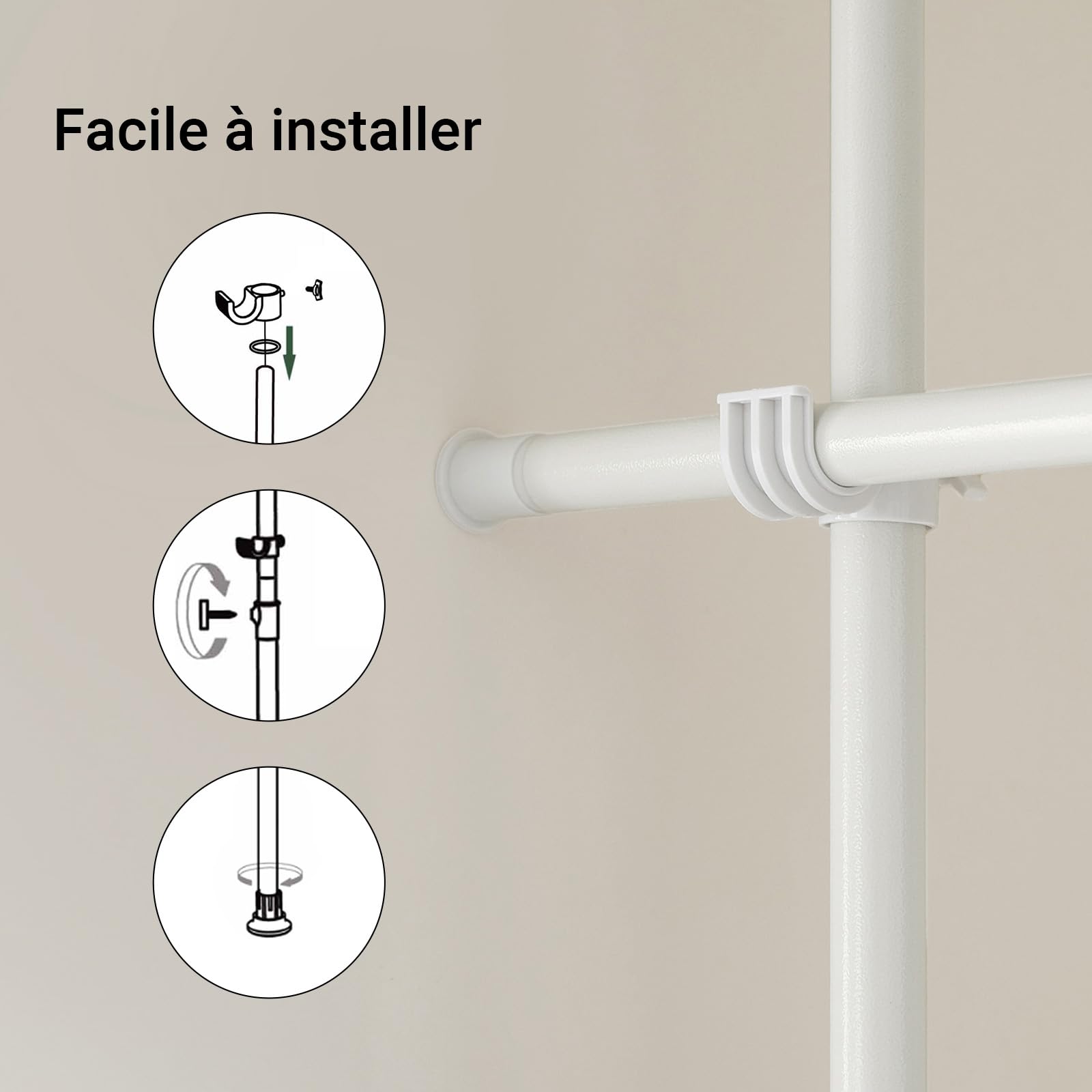 SoBuy Paravent Modulable Occultant Réglable 162-266x199-262 cm | Séparateur de pièces avec rideau télescopique, isolation thermique pour salon, bureau et chambre Gris Anthracite KLS12-HG