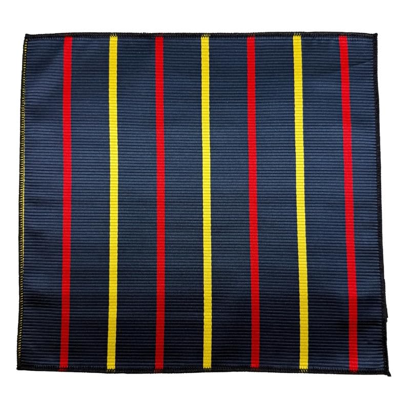 the tie hub Navy & Yellow & Red Microfiber Pocket Square Striped Design for Men-picture-36