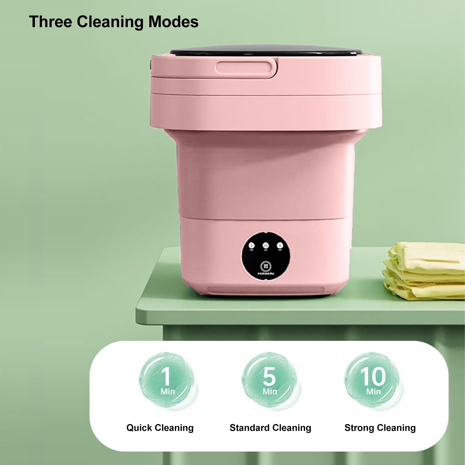 Mini lavadora portátil de 6,5 l, portátil, plegable, portátil, con secadora centrifugadora, suave y cubo para el hogar, dormitorio - enchufe europeo adaptado (rosa)