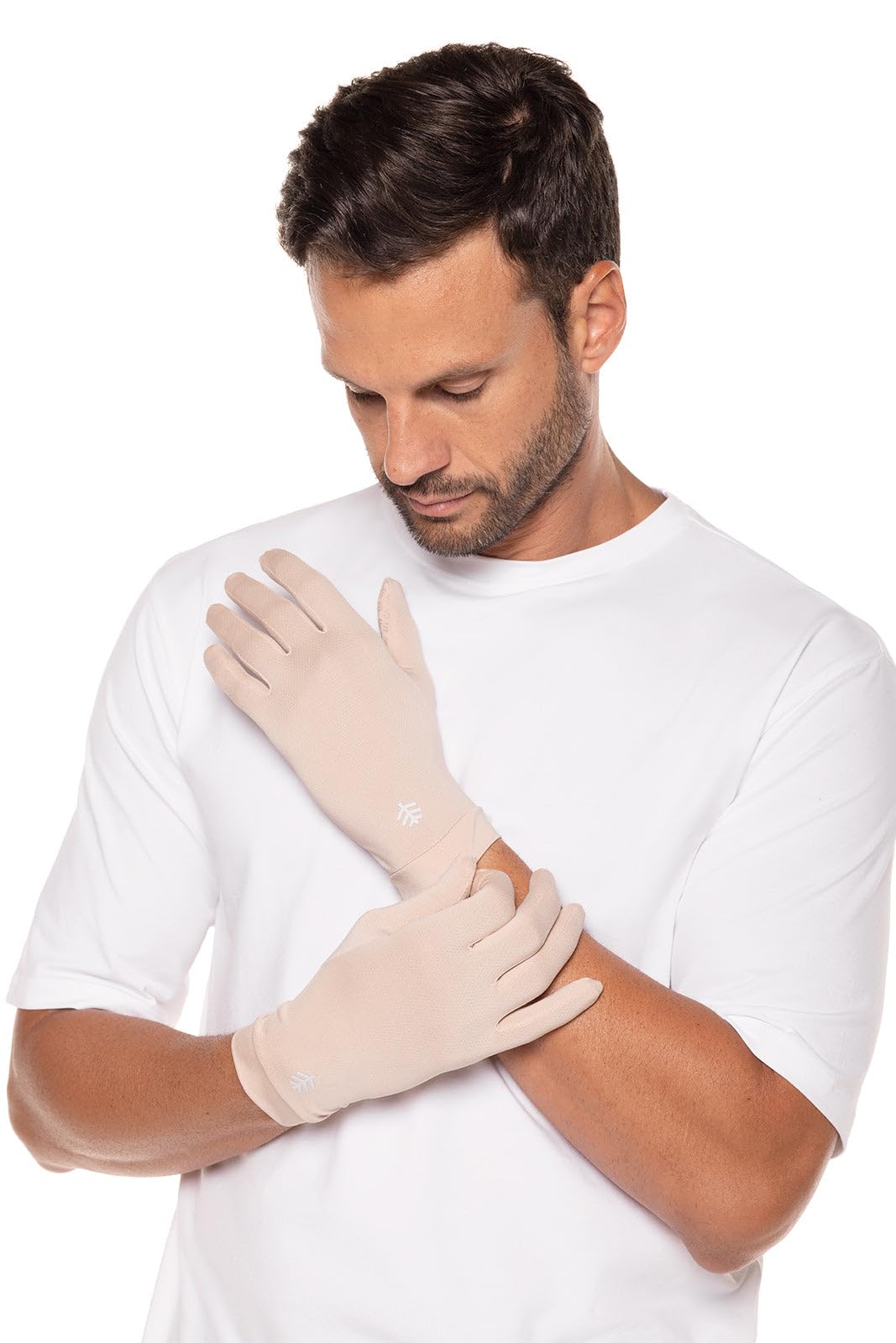 Coolibar UPF 50+ Unisex Sawyer UV Sun Gloves - Sun Protective (X-Small- Beige)