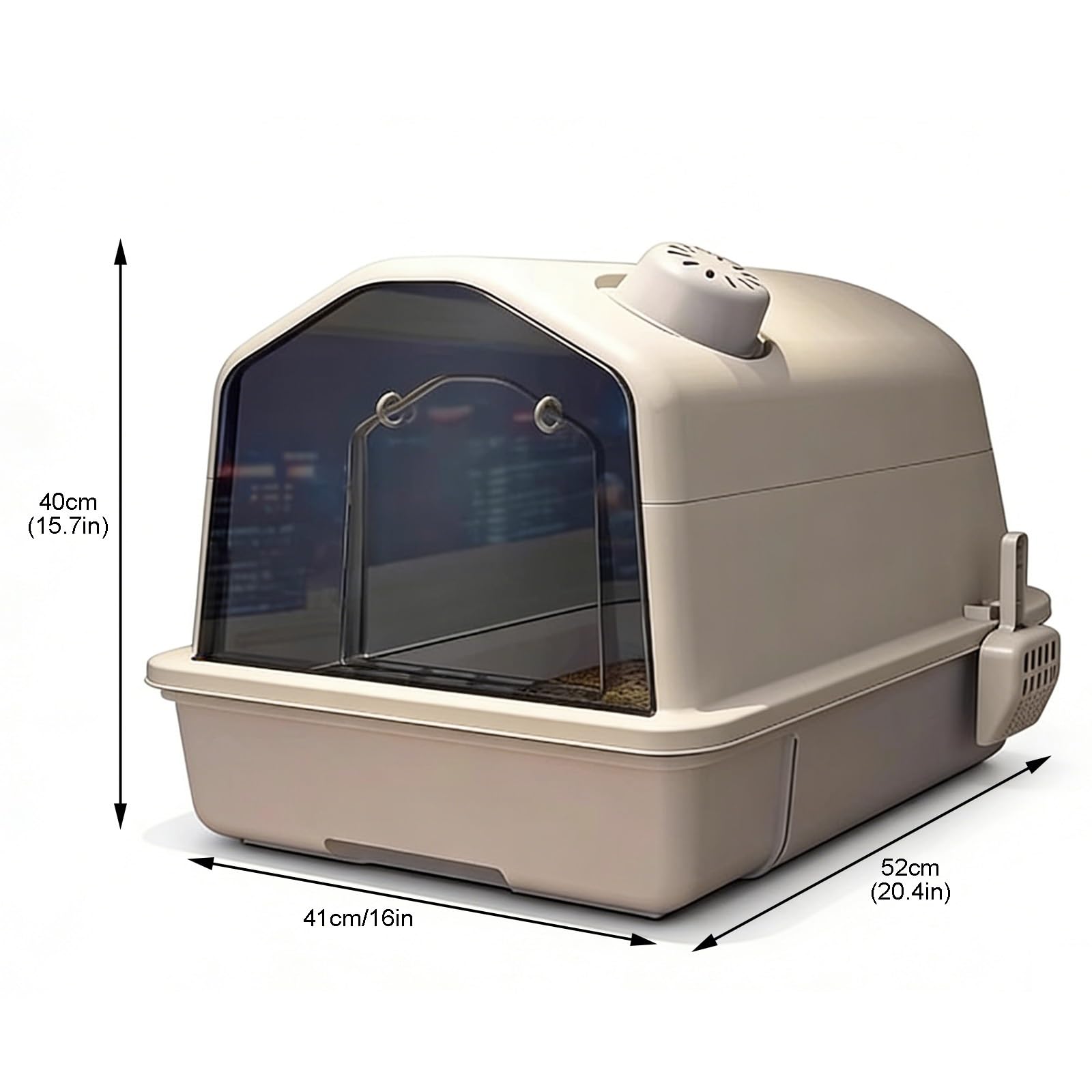 Arenero Portátil para Gatos con Cajón Y Pala, Totalmente Cerrado para Gatos De Interior, Gatitos, Conejos, Cachorros.(Gray)