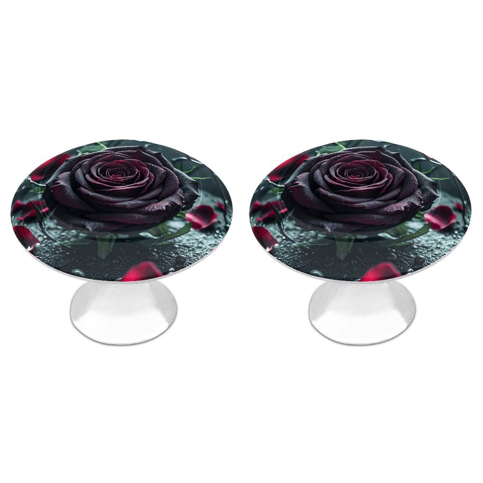 Vstadank Style Rose Drawer Knob Nice Bathroom Cabinet Knob Round Cabinet Pull Stainless Steel Cabinet Handle Circle Drawer Handle Modern Drawer Pull For Wardrobe Cupboard 2 Pcs