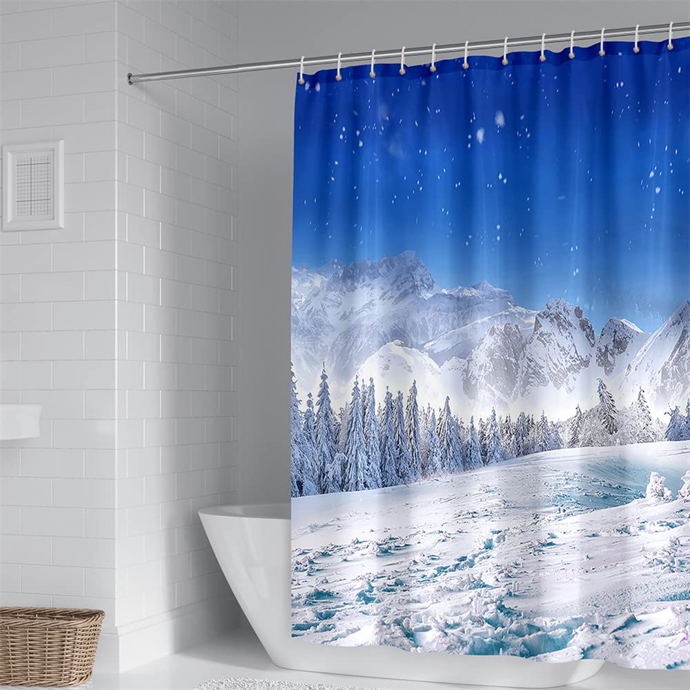 Tende da Doccia Tenda da Bagno con 12 Ganci, Chickw11 Antimuffa Impermeabile 3D Piuma Stampato Poliestere Lavabile Vasca da Bagno Decorativa Tenda (Blu Pavone,90x180cm