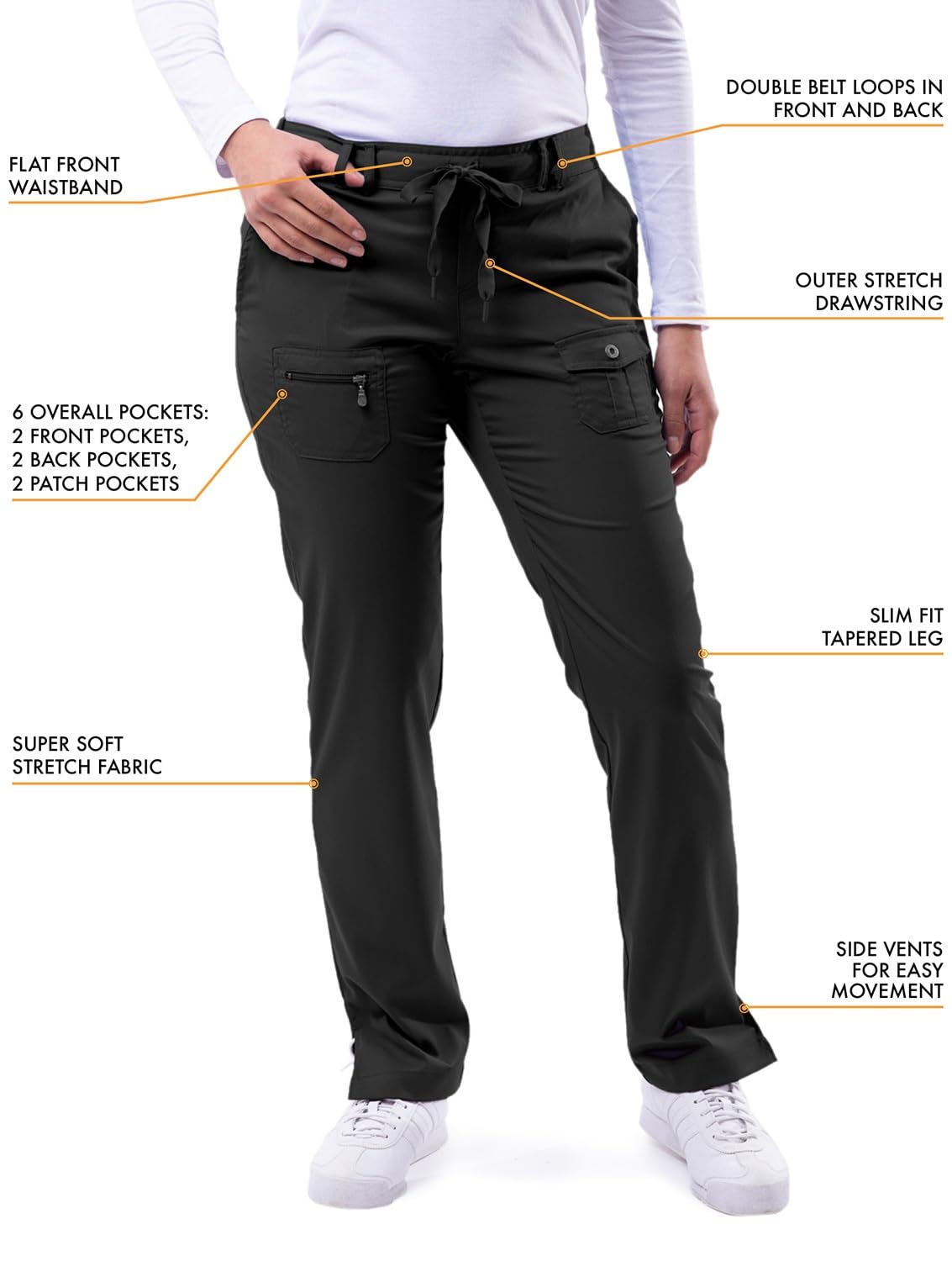 Adar Uniforms Adar Pro Scrubs For Women - Skinny Leg Yoga Scrub Pants - Spodnie operacyjne Kobiety