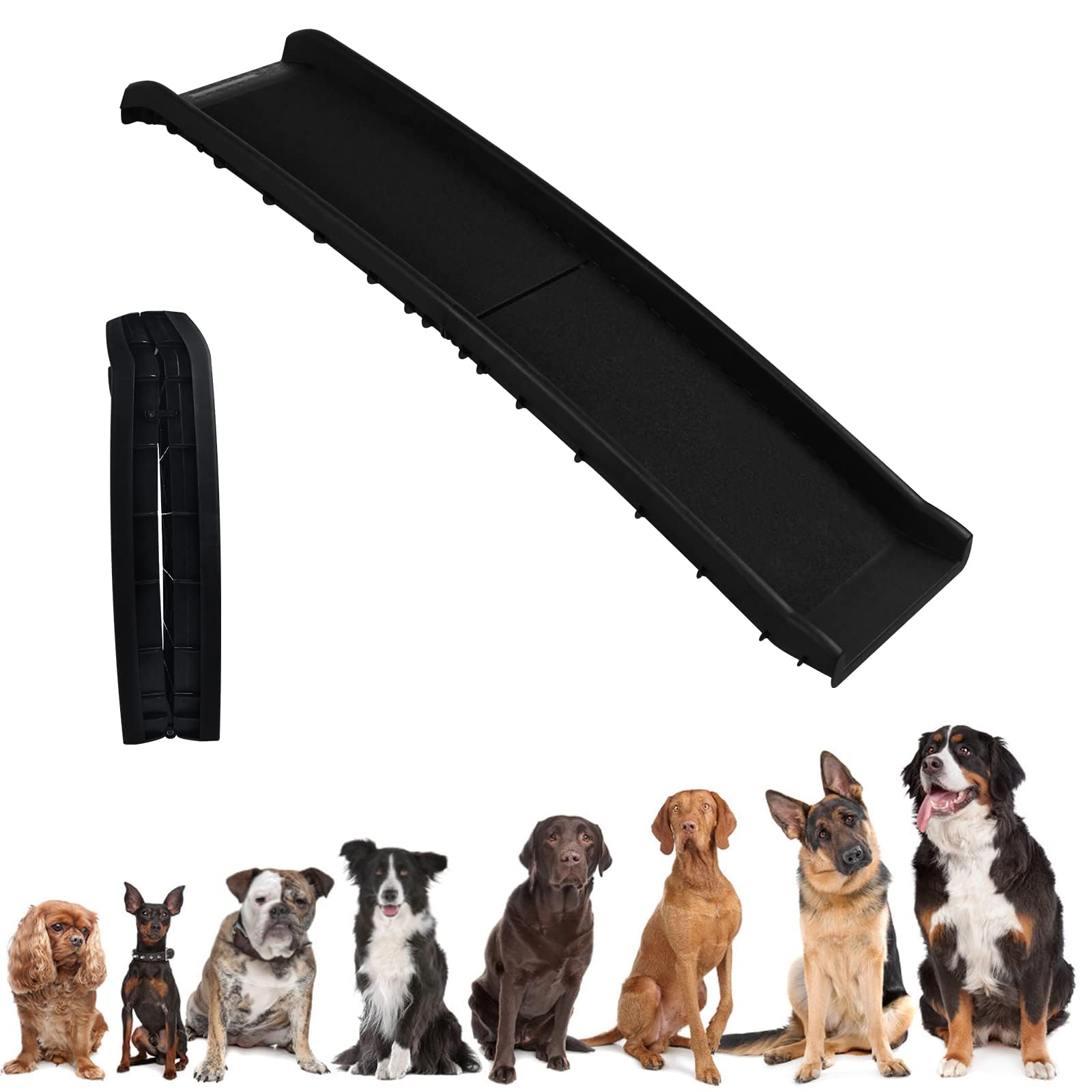LZQ Rampe pour chien et animal de compagnie - Pliable - Antidérapante - Pour grands animaux de compagnie jusqu'à 90 kg - Noire