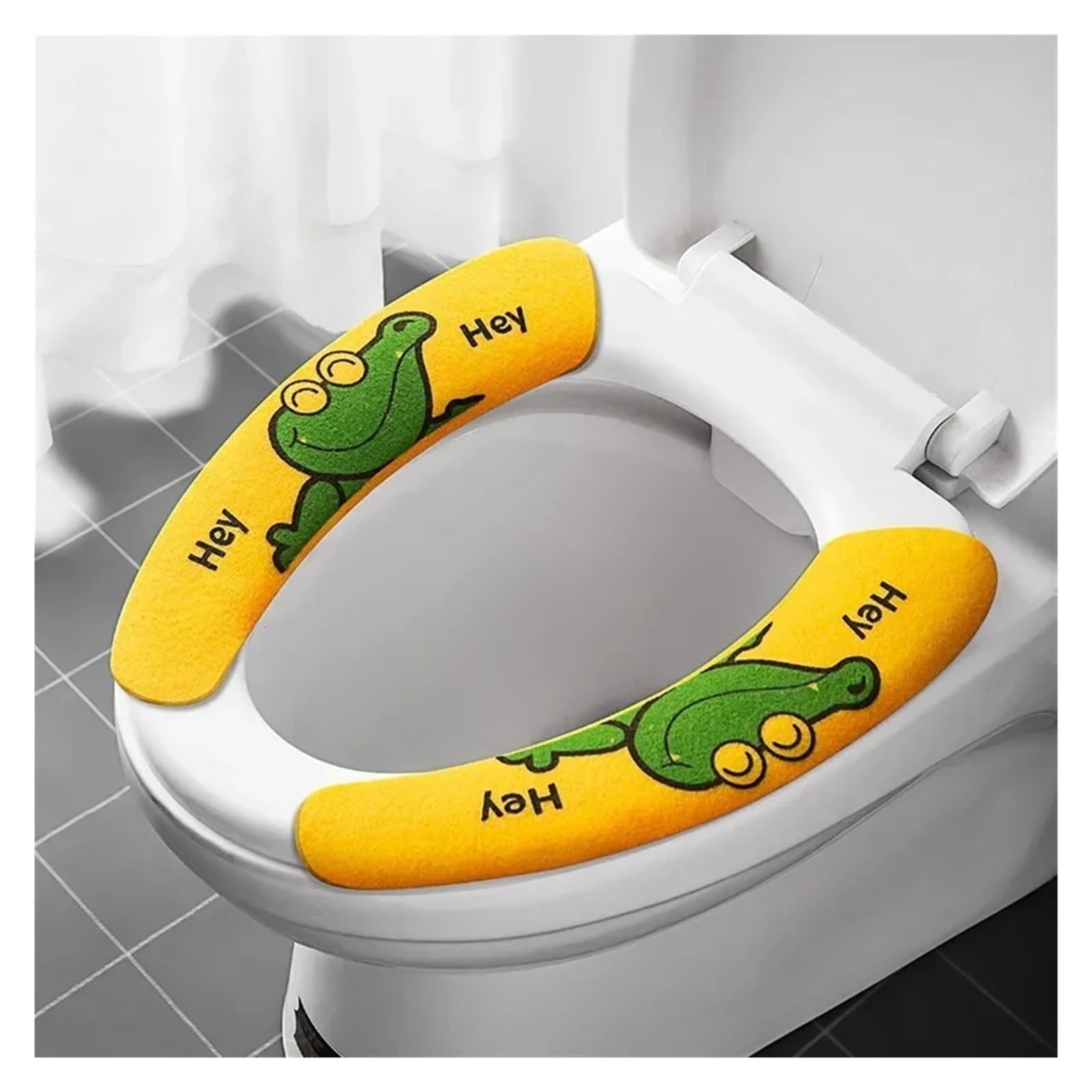MZSKLW Padded Toilet Seat 2pair Soft Cartoon Washable Cushion WC Toilet Sticky Seat Pad Bathroom Warmer Lid Cover Universal(Routine-yellow)
