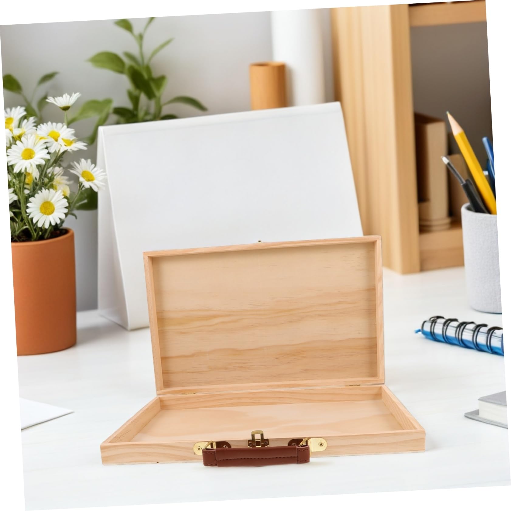 jojofuny 2stücke Holzaufbewahrungsbox für Künstlerbedarf Tragbar mit Griff für Malutensilien Geeignet für Ölmalerei im Freien Atelier Fächern für Organisation