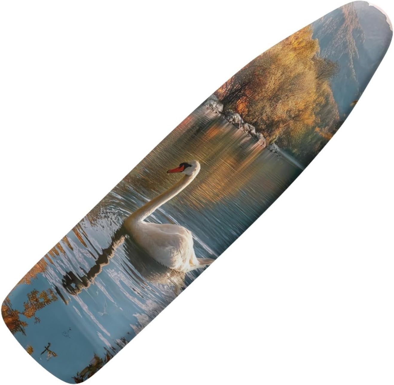 Ironing Board Cover 14x48 Swan White Red Iron Board Cover with Padding Heat Reflective,Scorch Resistant Thick Padding,Snug Fit Non-Slip Nose Pocket Fastener Straps Elastic Edges