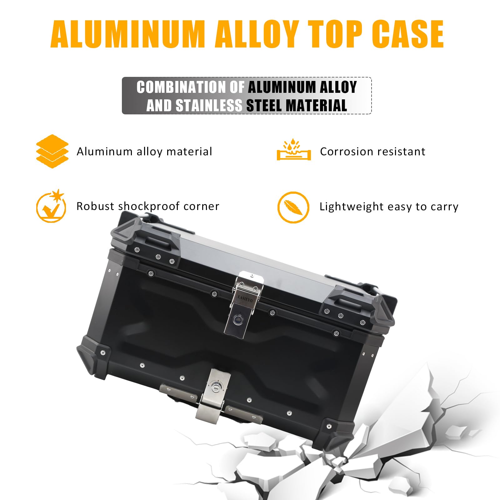 Motorrad Topcase Aluminium 65L Koffer Schwarz Universell