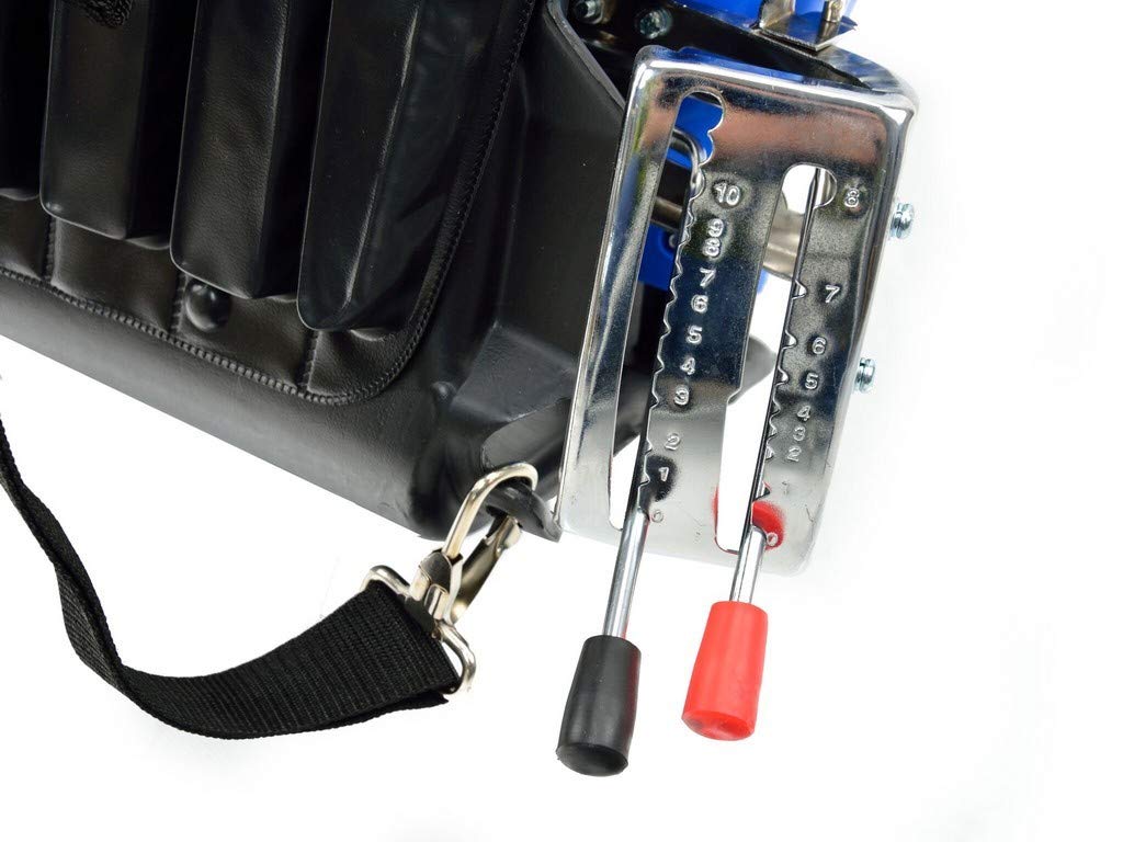 Close-up of the control levers on the Geko G81080 duster.