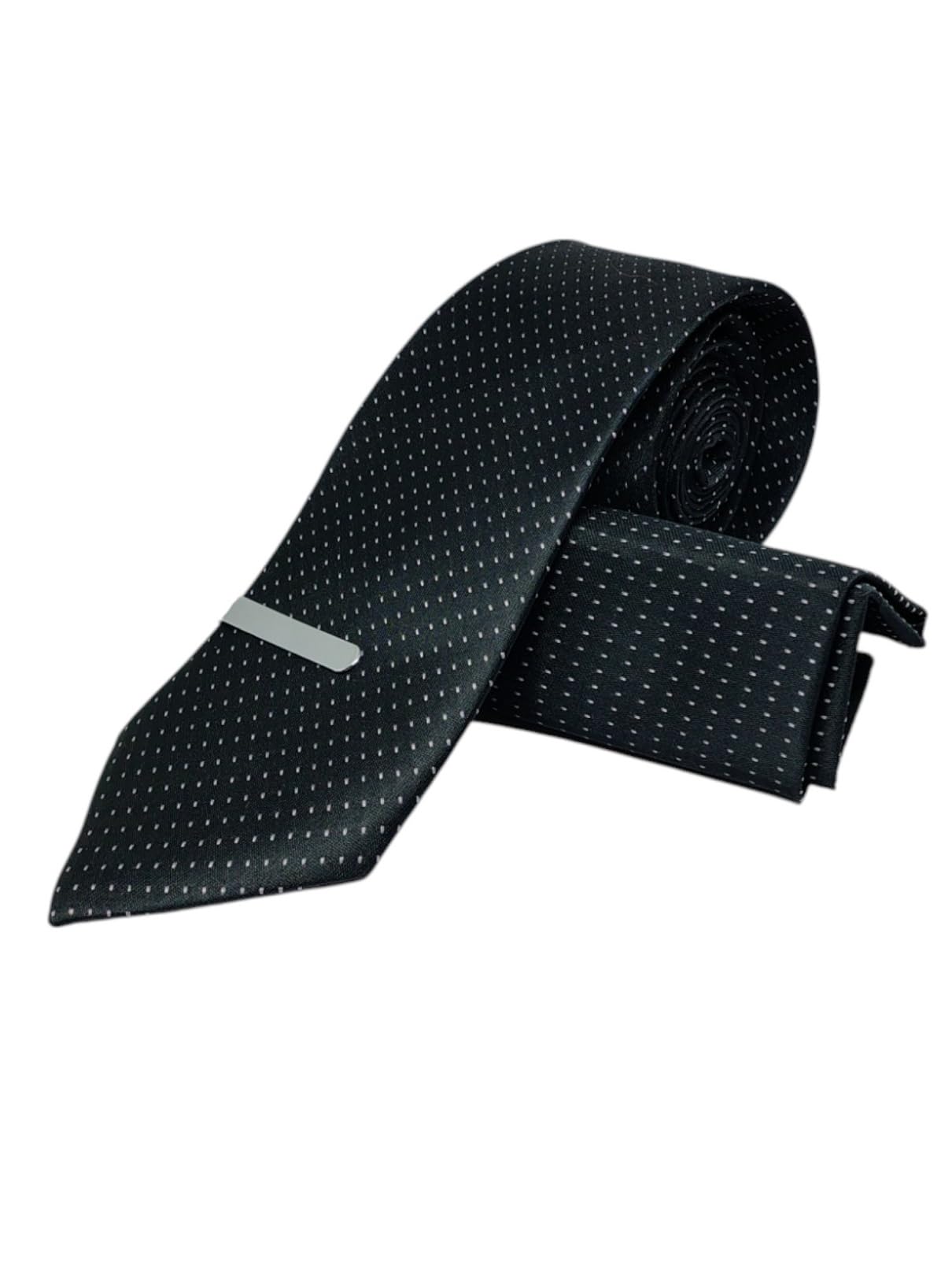 FashMade Italian Microfibre Tie & Pocket Square Combo with Silver Brass TiePin | 2.75 Inch Broad Tie | 10x10 inch Pocket Square TP-13-image-43