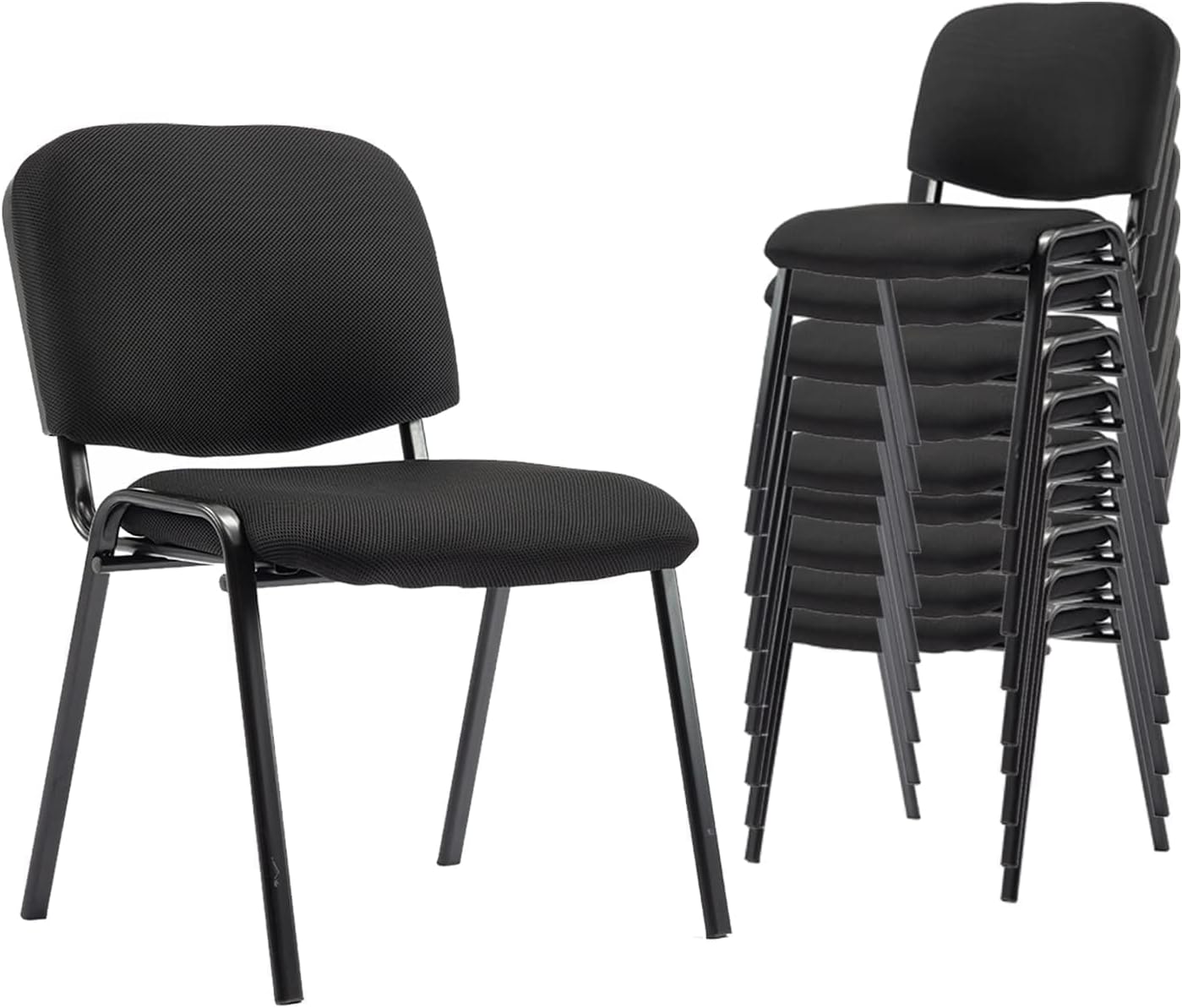 Shunzhi Waiting Room Chairs Set of 10 Stackable Conference Room Chairs Reception Guest Chair for Breakroom/Lobby/Meeting/Church/School/Hall/Hotel, Black Mesh,10PCS