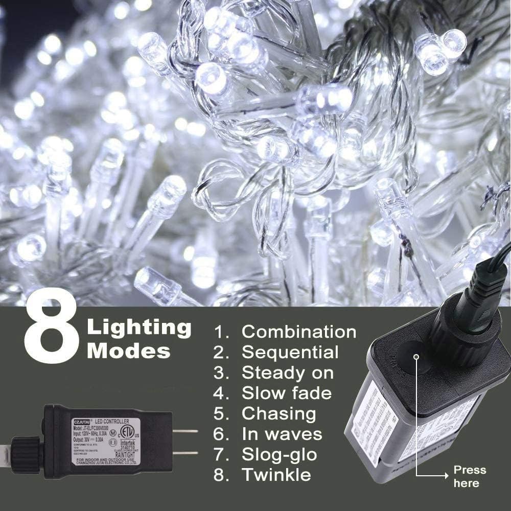 Christmas Decorations String Lights - 35m/115ft 320 LED 8 Modes Memory Function End-to-End Extendable Plug in Waterproof Indoor/Outdoor Fairy Lights for Xmas Tree/Wedding/Patio/Home/Room/ - Cool White