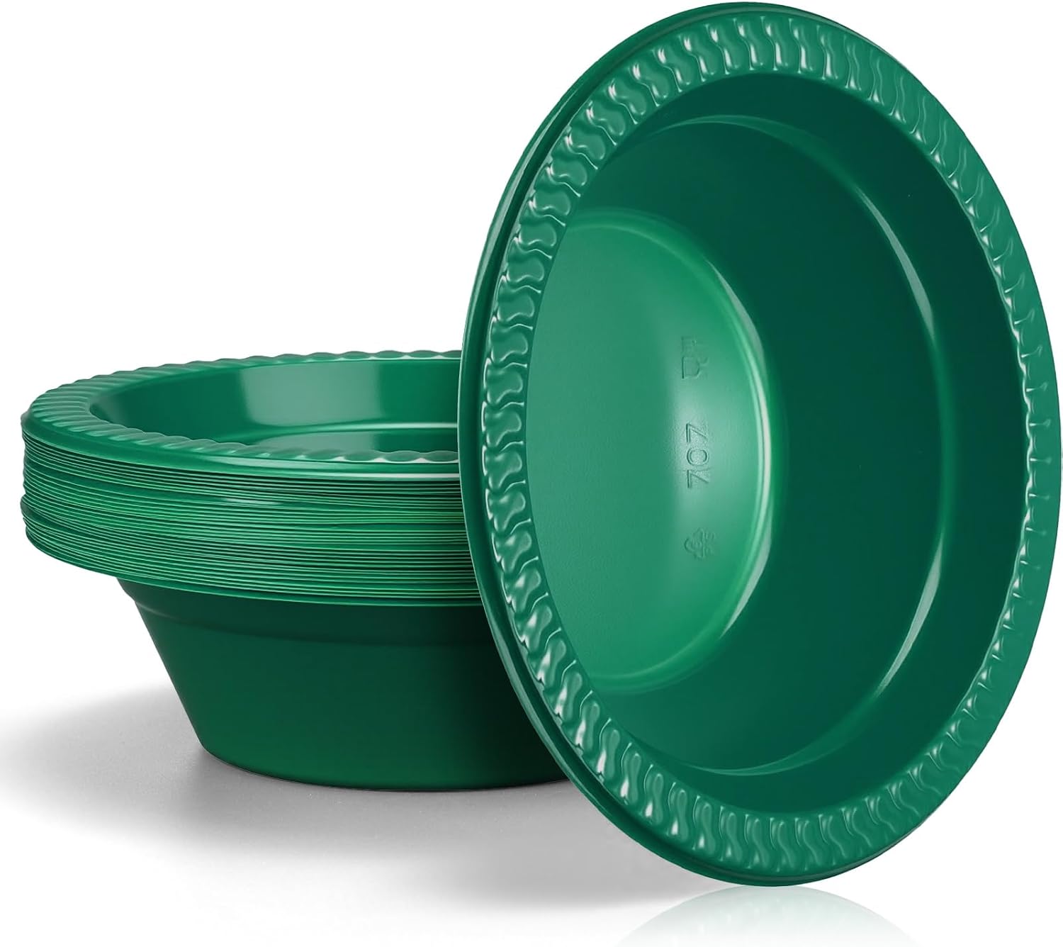 30 Pack 12 oz Dark Green Disposable Plastic Bowls Dessert, Ice Cream, Salad, Soup Serving Cups for Party, Picnic, Food Snacks (Dark Green)