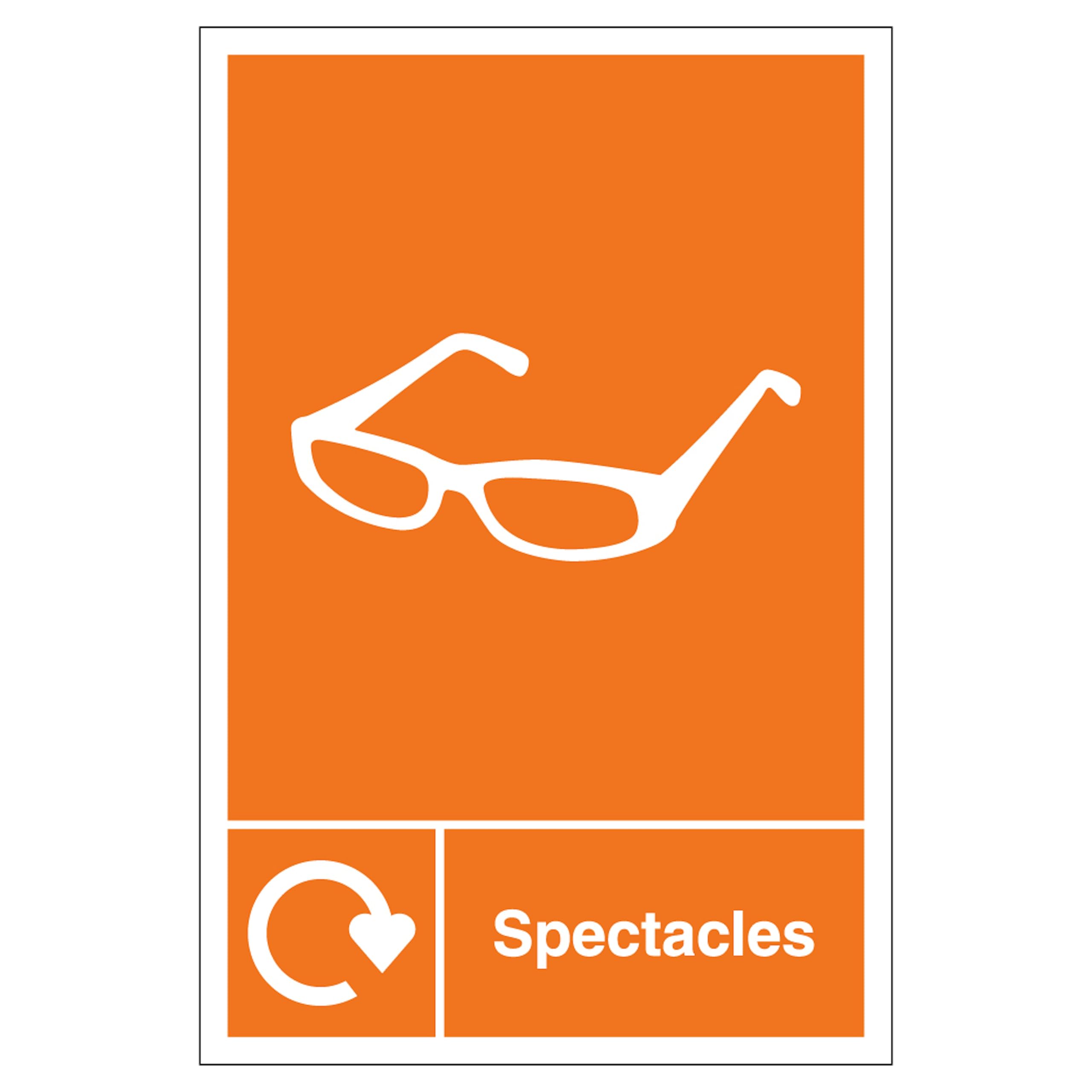 V Safety WRAP - Spectacles Recycling 210 x 297 mm (A4) - 2mm Rigid Plastic Safety Sign