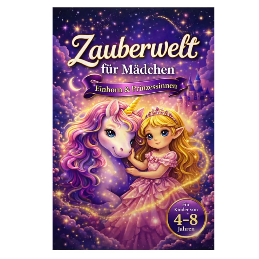 Zauberwelt für Mädchen: Einhorn & Prinzessinnen Ausmalbuch – Magische Malbilder für Kinder von 4–8 Jahren