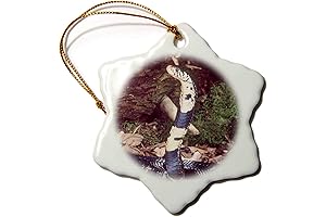 3 inch Snowflake Porcelain Ornament - Adorned with Forest Cobra Snake