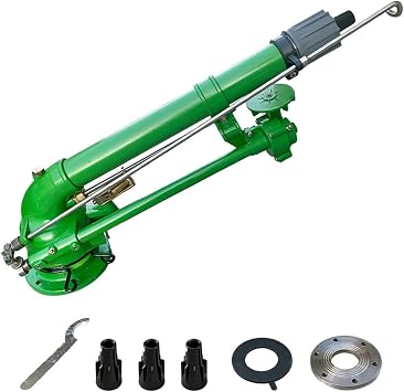 Farm Irrigation Spray Gun, 2" Impulse Impact Sprinkler, 360 Large-Area Watering Spray with Replacement Nozzle Set, Suitable for Agriculture Lawn, Farms, Forestry, Industrial