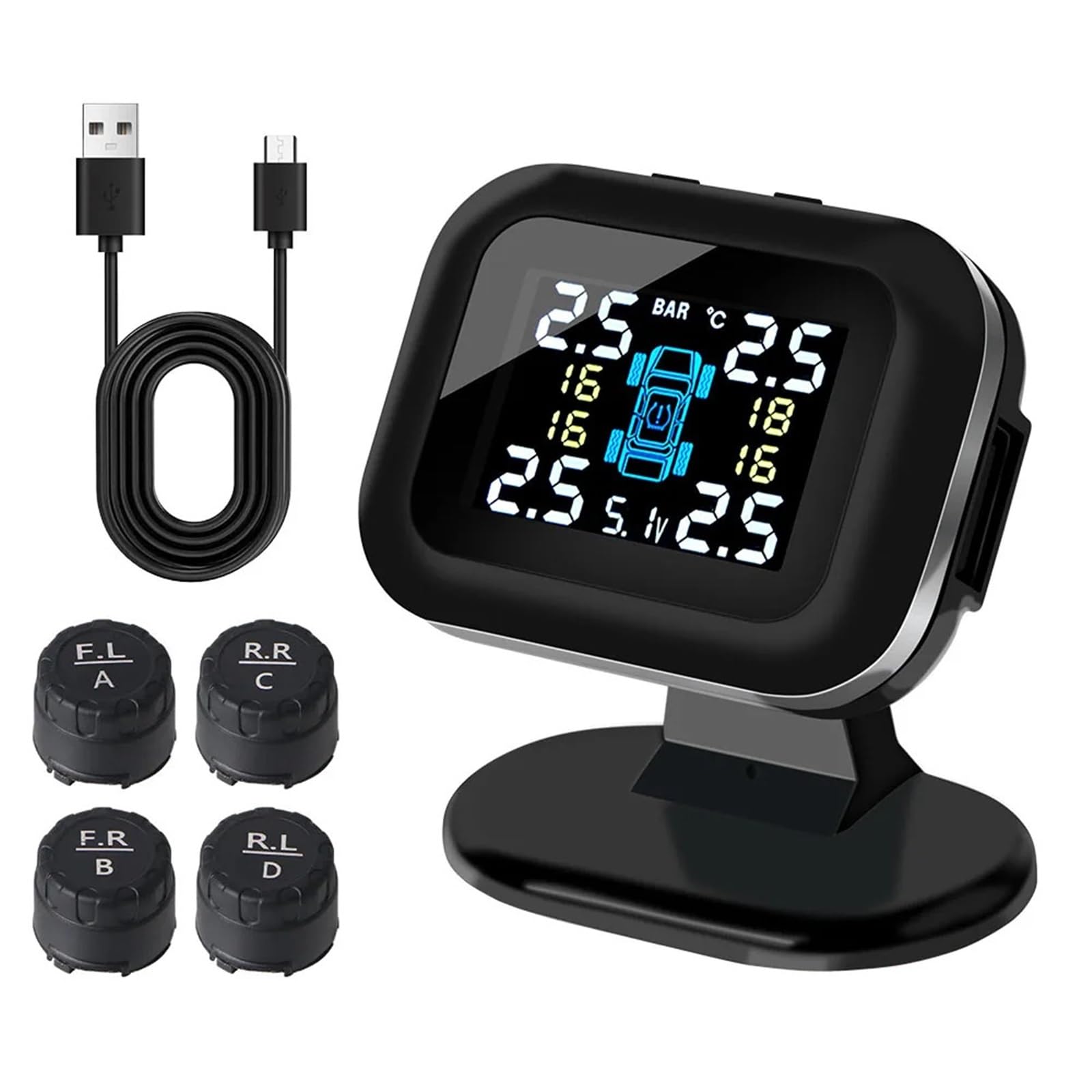 system kontroli ciśnienia w oponach Bezprzewodowy Wyświetlacz LCD USB TPMS System Monitorowania Ciśnienia W Oponach Samochodowych Automatyczne Systemy Alarmowe