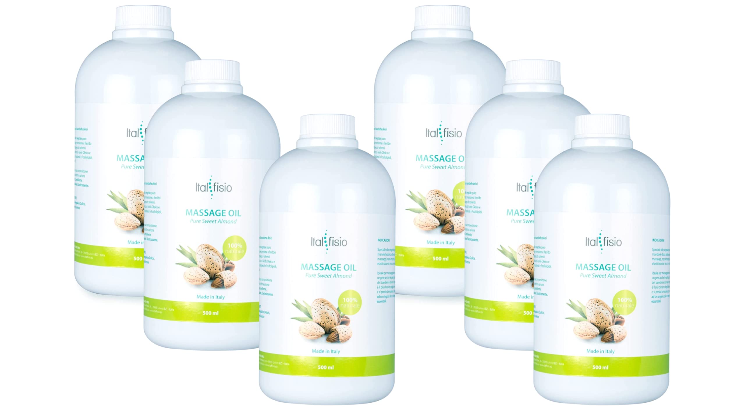 6 pièces. Huile de massage professionnelle et physiothérapie | 100% Huile d'Amande Douce 6 x500 ml - pour Massage Visage et Corps Aromathérapie