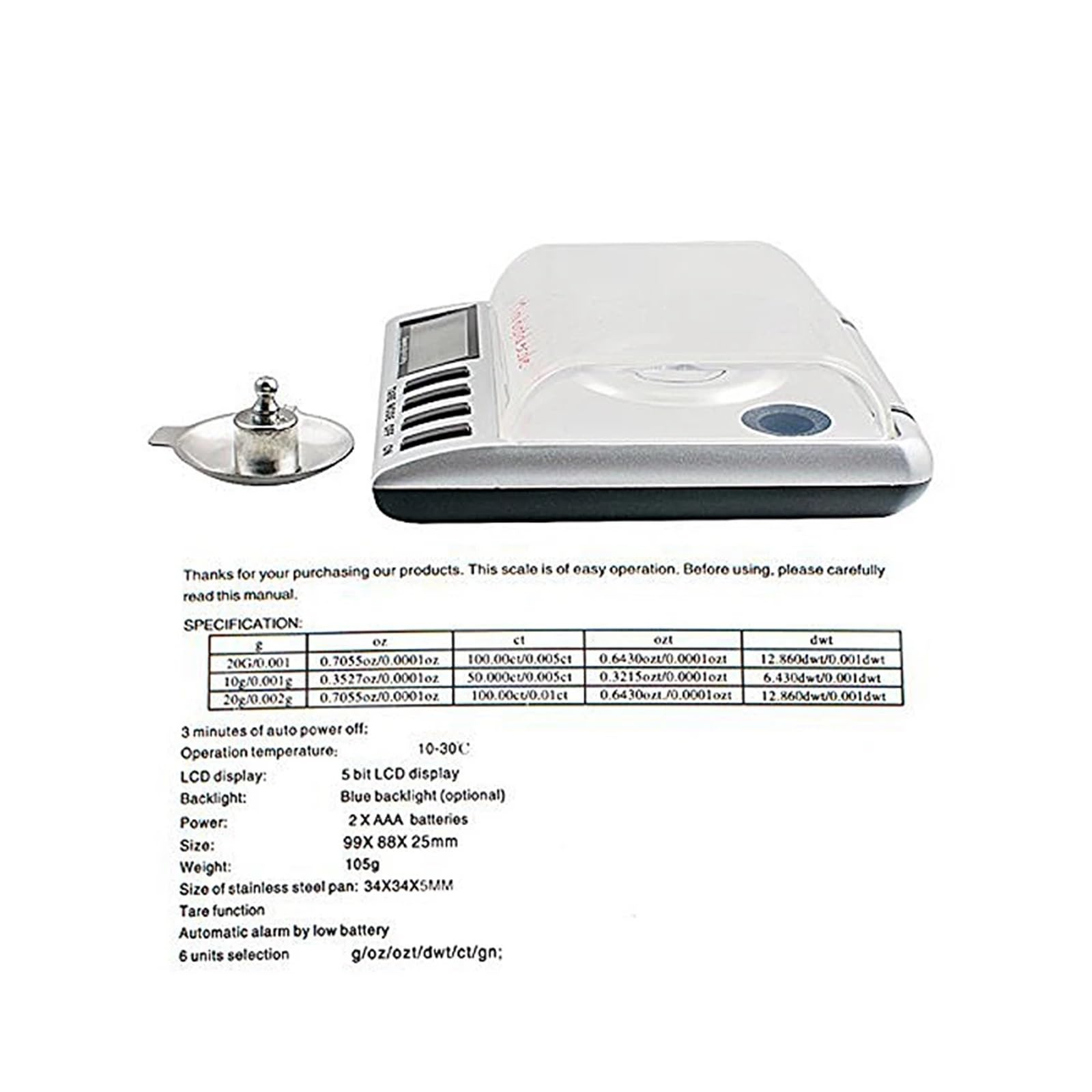 Cyfrowy czujnik wagi 20g/0.001g LCD cyfrowa waga jubilerska Diamond Pocket Waage Scale Waga o wysokiej precyzji Waga elektroniczna Waga wagowa(30g-0,001gA