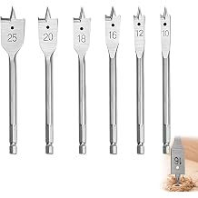 6PCS Wood Drill Bits Set, 10-25mm Bits Hex Shank Paddle Spade Drill Bit Set