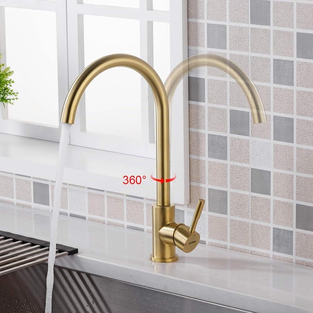 Ibergrif M85043G Fregadero de Cocina 50 x 43 cm Bajo o Sobre Encimera & GRIFEMA G4008Y - Grifo 360° Giratorio Monomando Agua Fría y Caliente, Amarillo