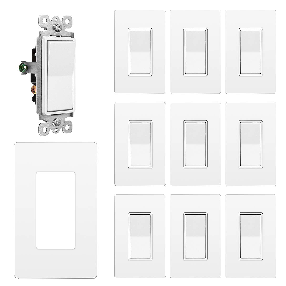 Buy (10 Pack) CML 3 Way Wall Light Switch, Decorator Rocker Paddle