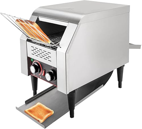 Tostadora de cinta transportadora comercial, 300 rebanadashora con cinta transportadora, horno tostador de acero inoxidable de 1300 W, tostadoras